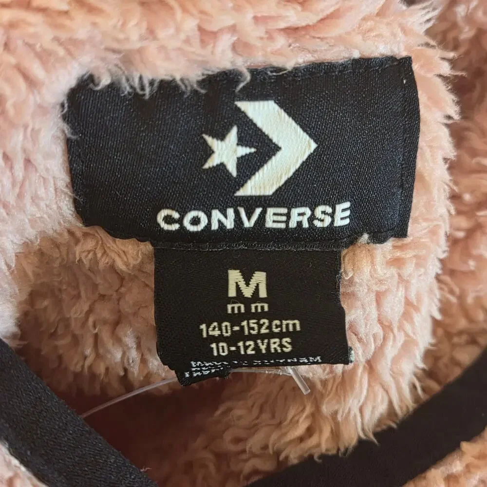 Cozy Pink Converse Girls Quarter Zip Hoodie - Medium 10-12